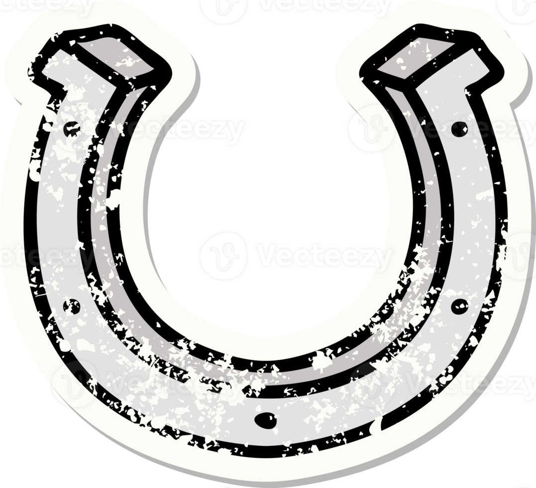 traditional distressed sticker tattoo of a horse shoe png