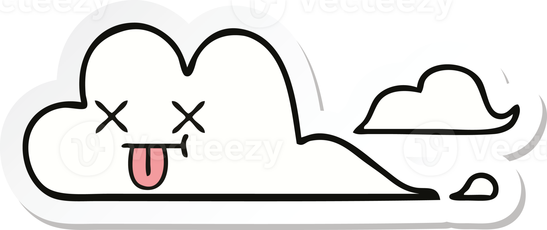 sticker of a cute cartoon cloud png
