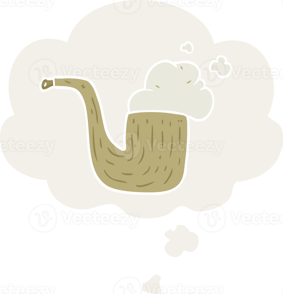 cartoon pipe and thought bubble in retro style png