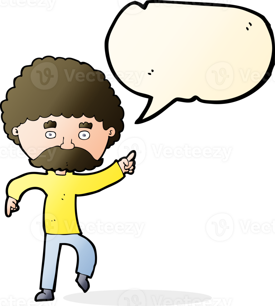 cartoon seventies style man disco dancing with speech bubble png