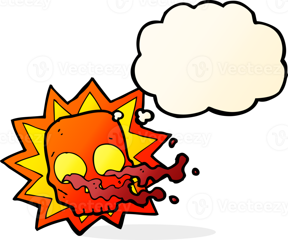 cartoon halloween skull symbol with thought bubble png