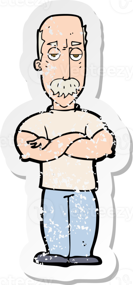 retro distressed sticker of a cartoon angry man with mustache png