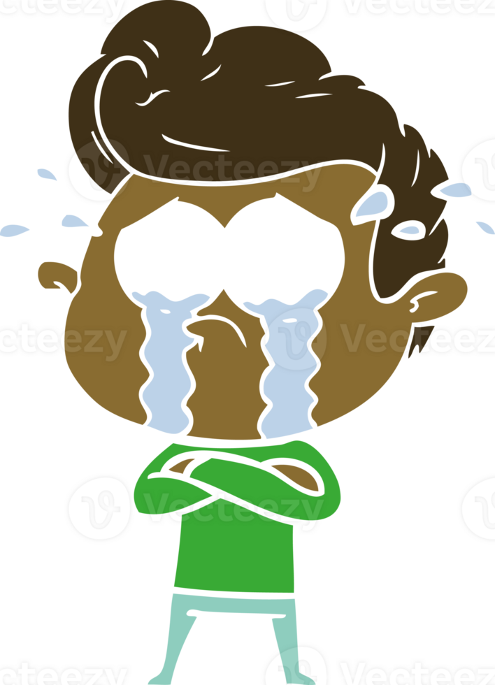 flat color style cartoon crying man png