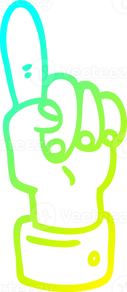 cold gradient line drawing cartoon pointing hand png
