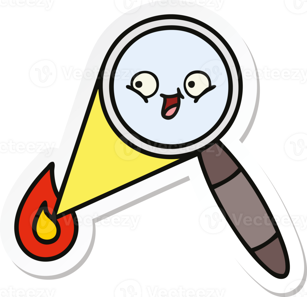 sticker of a cute cartoon magnifying glass png
