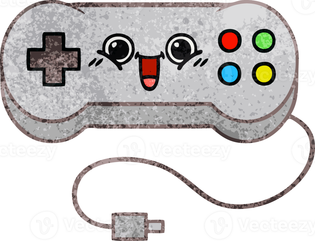 retro grunge texture cartoon game controller png