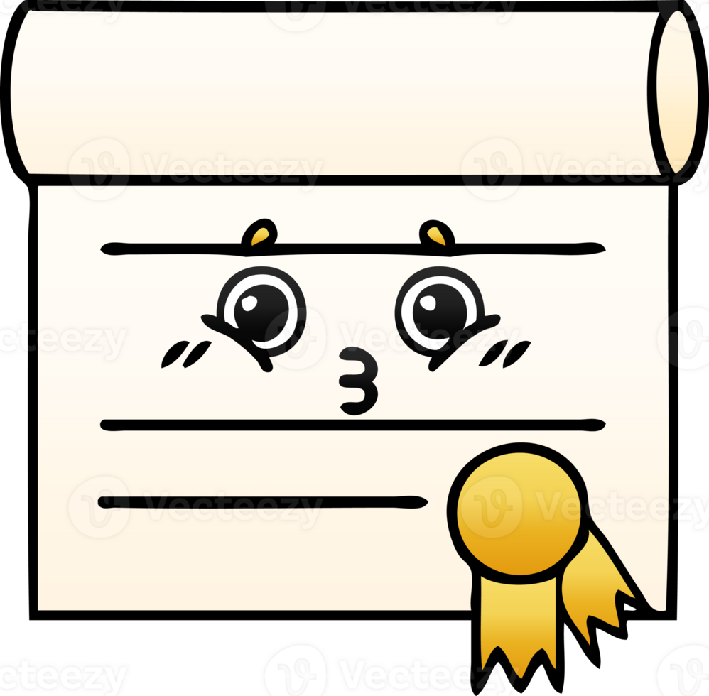 gradient shaded cartoon certificate png