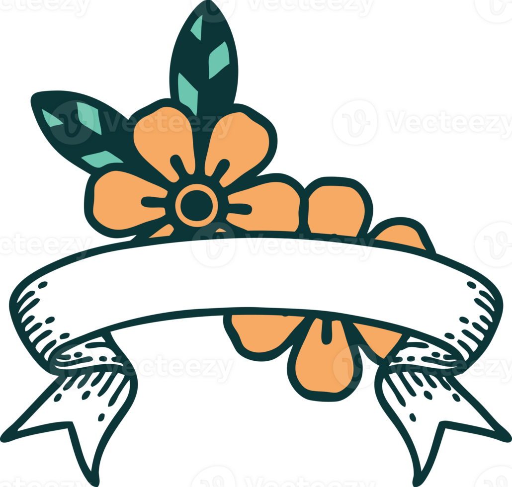 tattoo with banner of flowers png