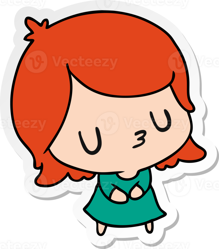 sticker cartoon of a cute kawaii girl png