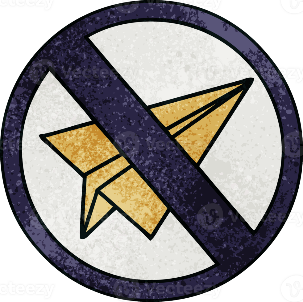 retro grunge texture cartoon no paper aeroplane sign png
