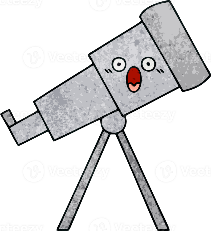 retro grunge texture cartoon telescope png