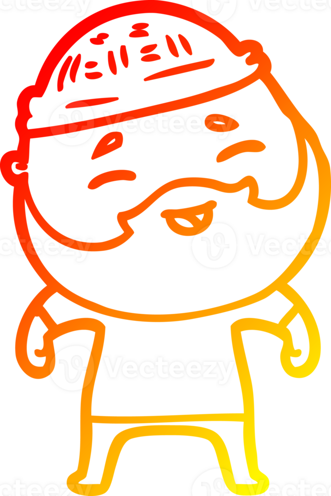 warm gradient line drawing cartoon happy bearded man png