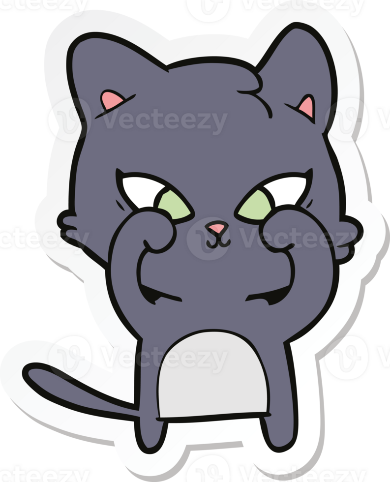 sticker of a cute cartoon cat png