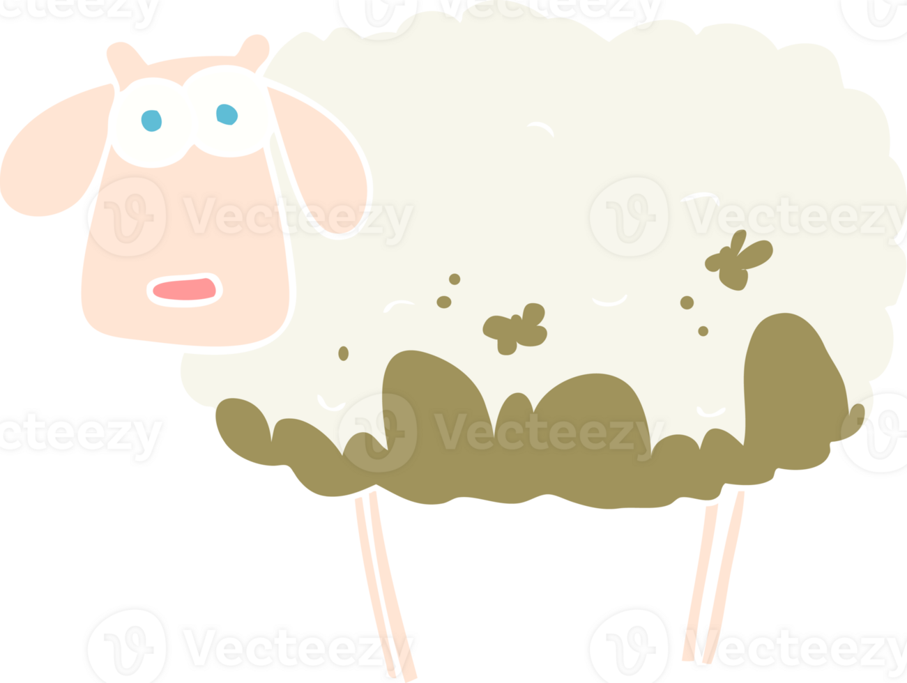 flat color illustration of a cartoon muddy sheep png