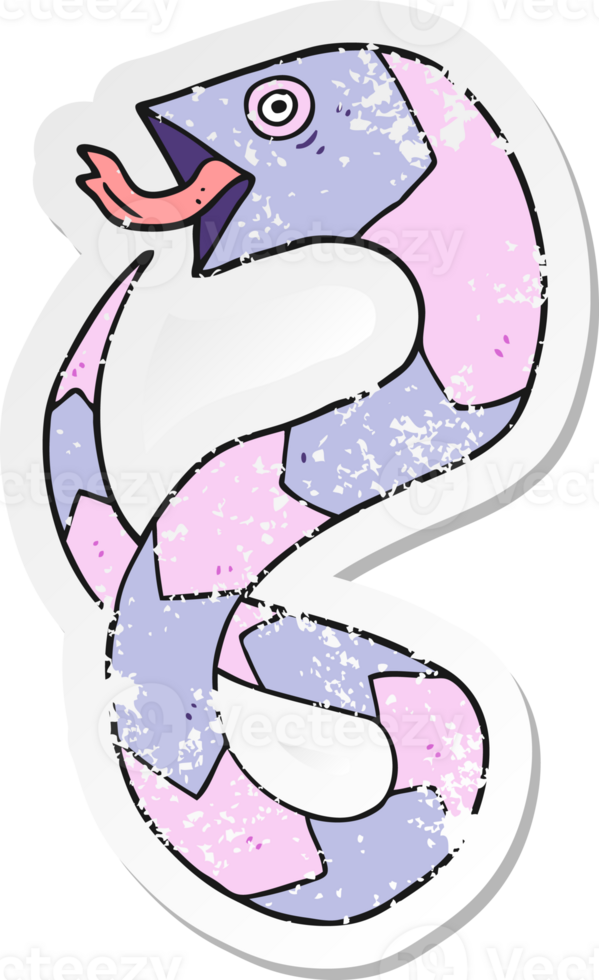 distressed sticker of a cartoon snake png