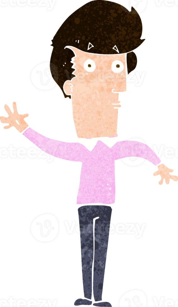 cartoon nervous man waving png