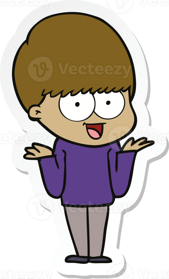 sticker of a happy cartoon boy png