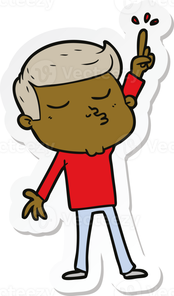 sticker of a cartoon model guy pouting png