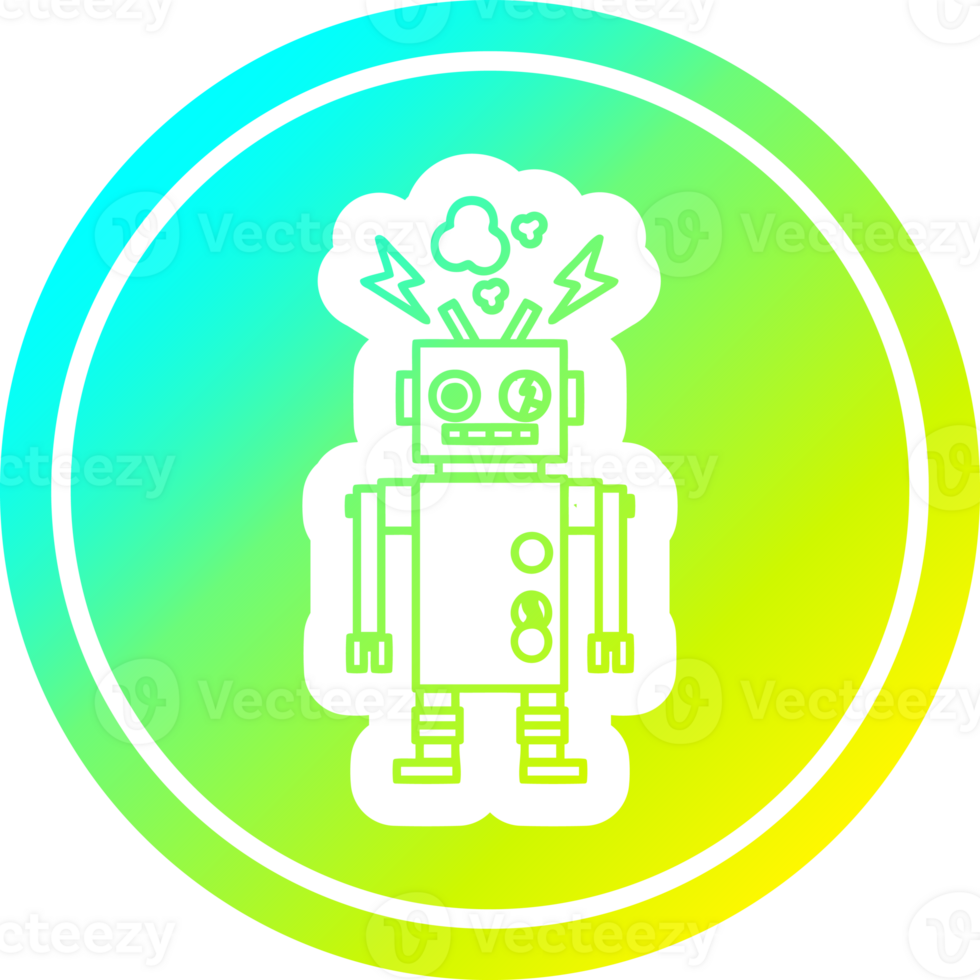 malfunctioning robot circular in cold gradient spectrum png