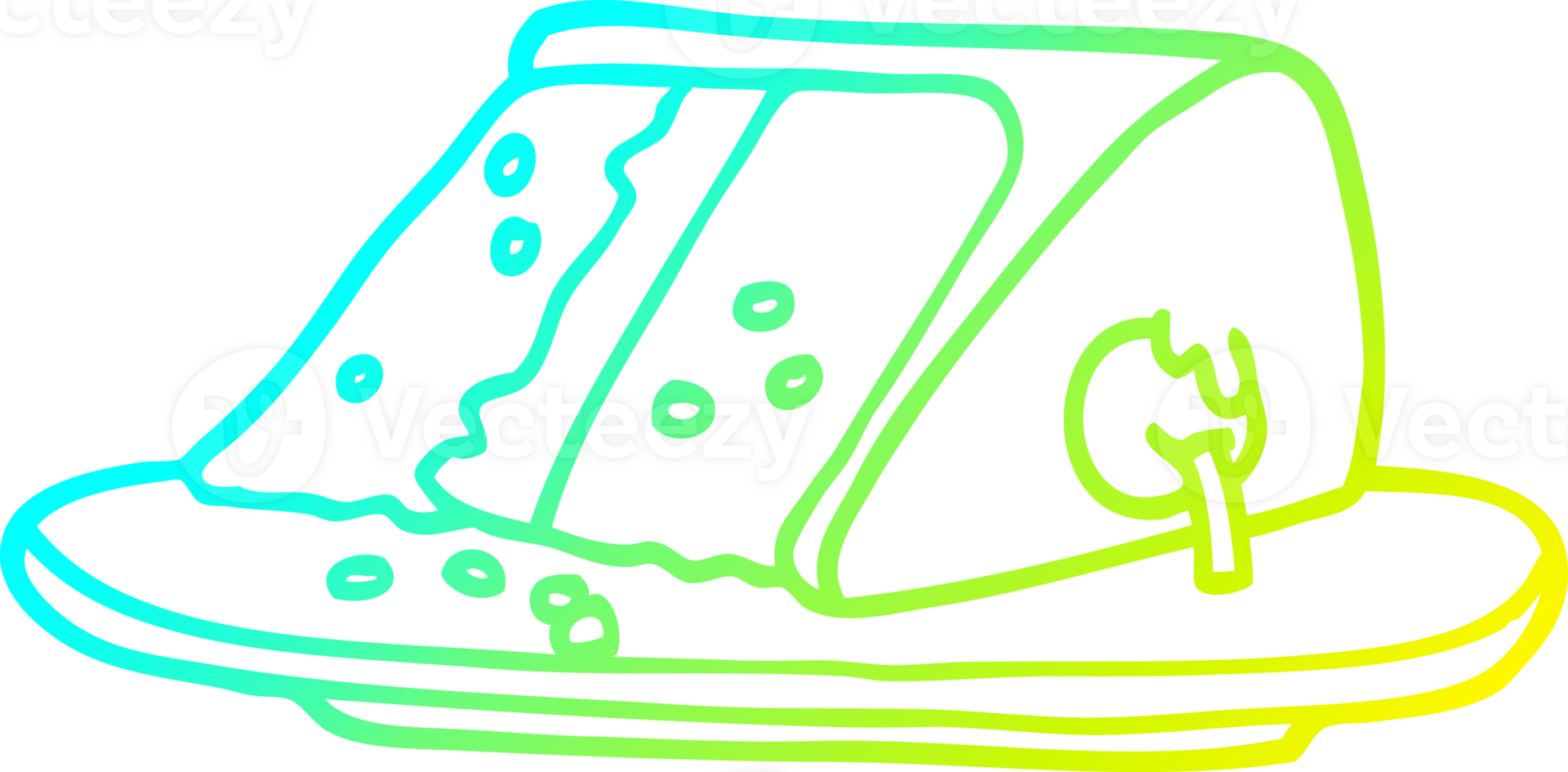 cold gradient line drawing cartoon slice of cake png