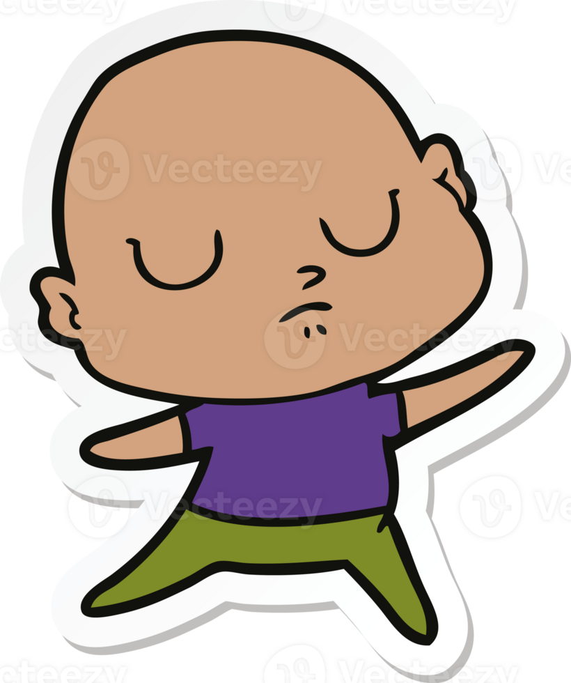 sticker of a cartoon bald man png