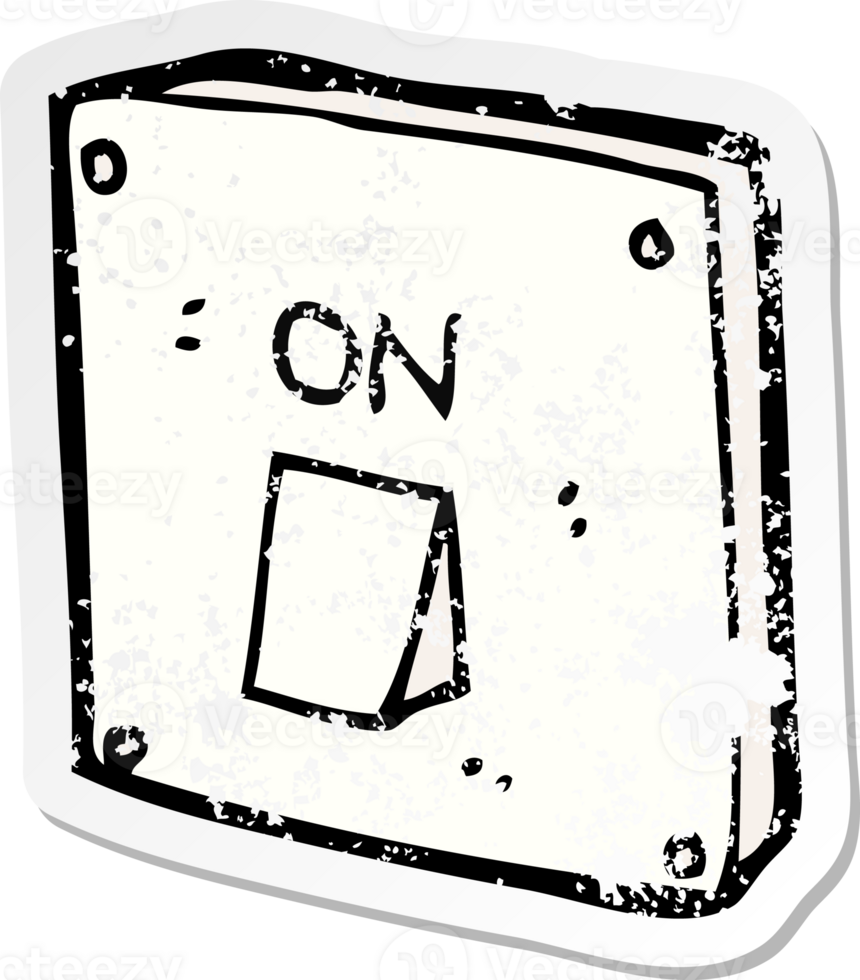 retro distressed sticker of a cartoon light switch png