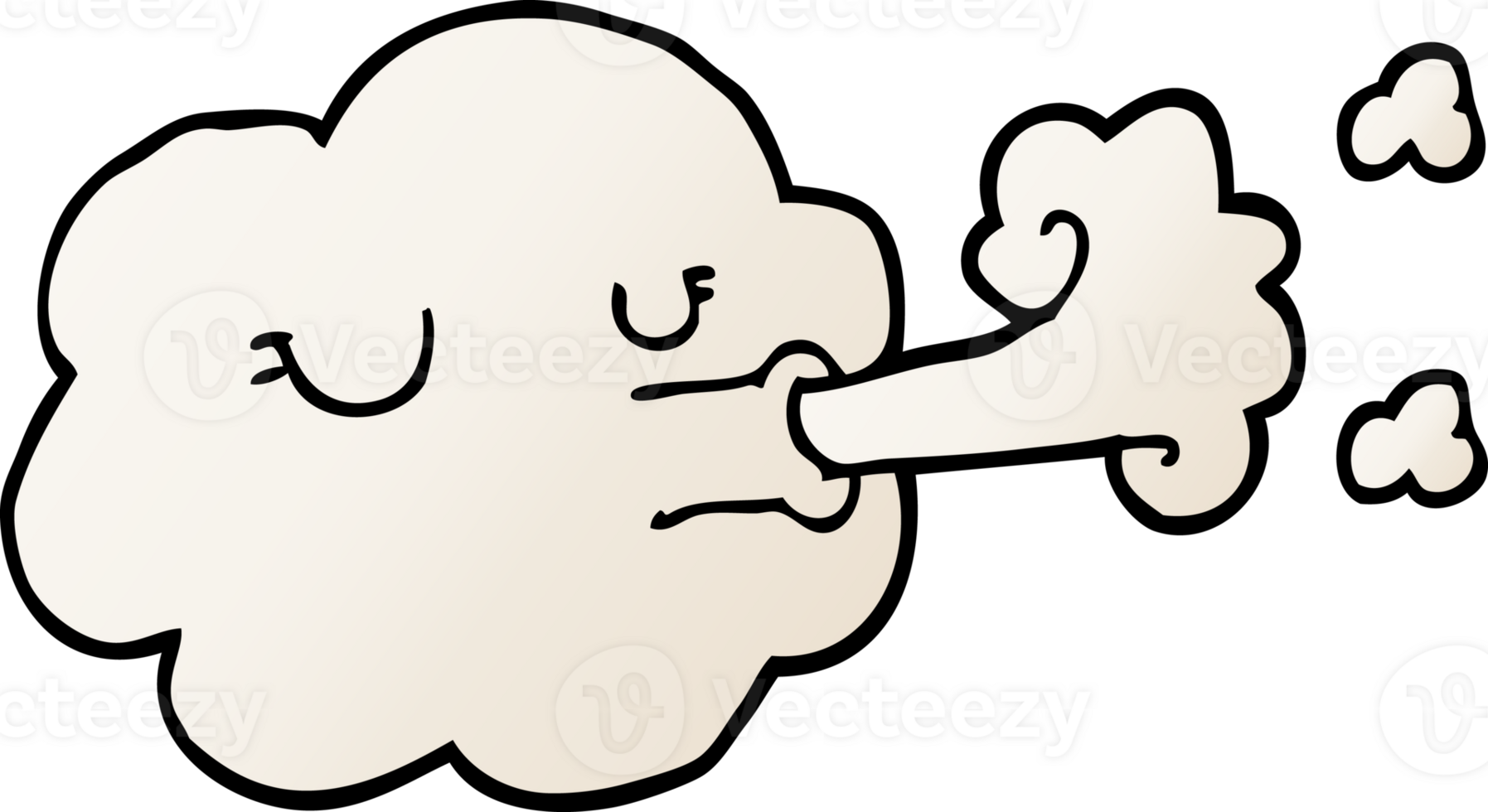 cartoon doodle cloud blowing a gale png
