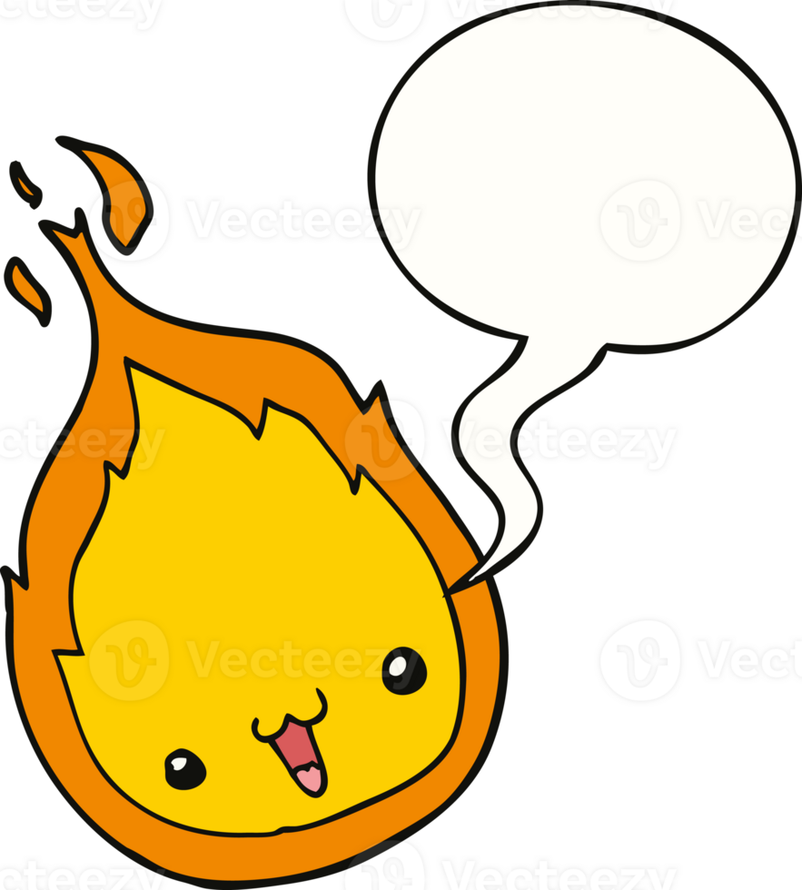 cute cartoon flame and speech bubble png
