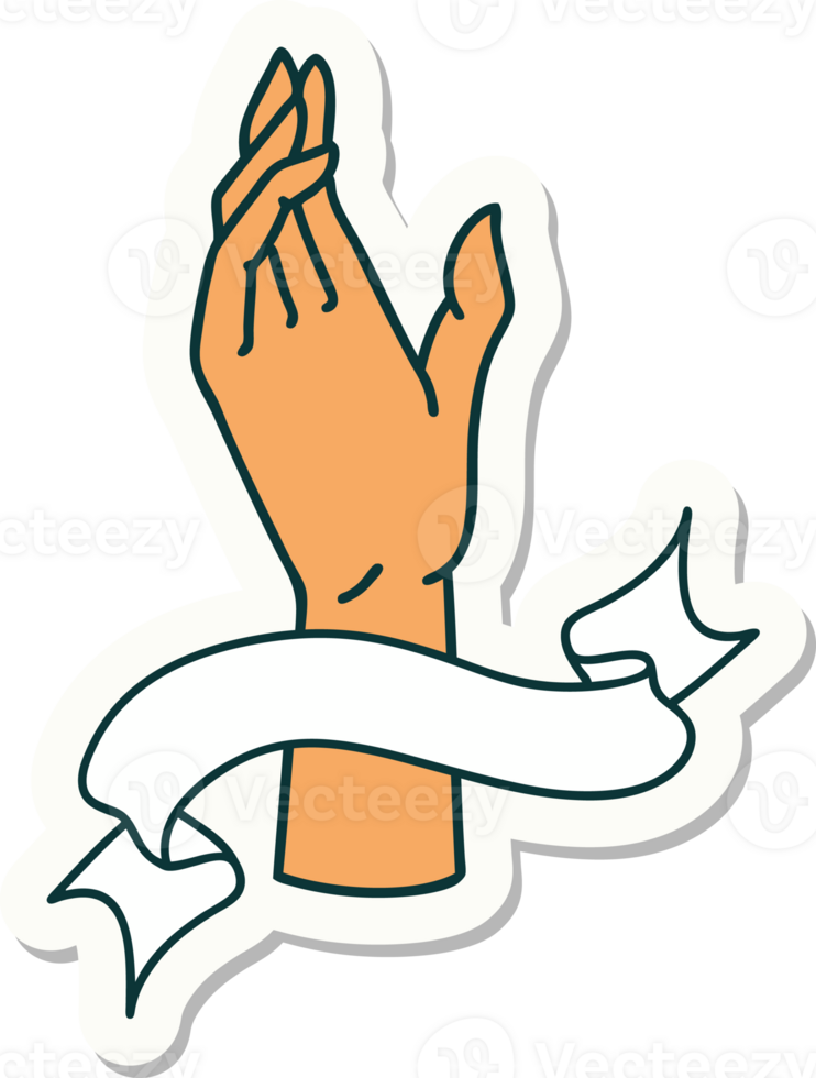 tattoo sticker with banner of a hand png