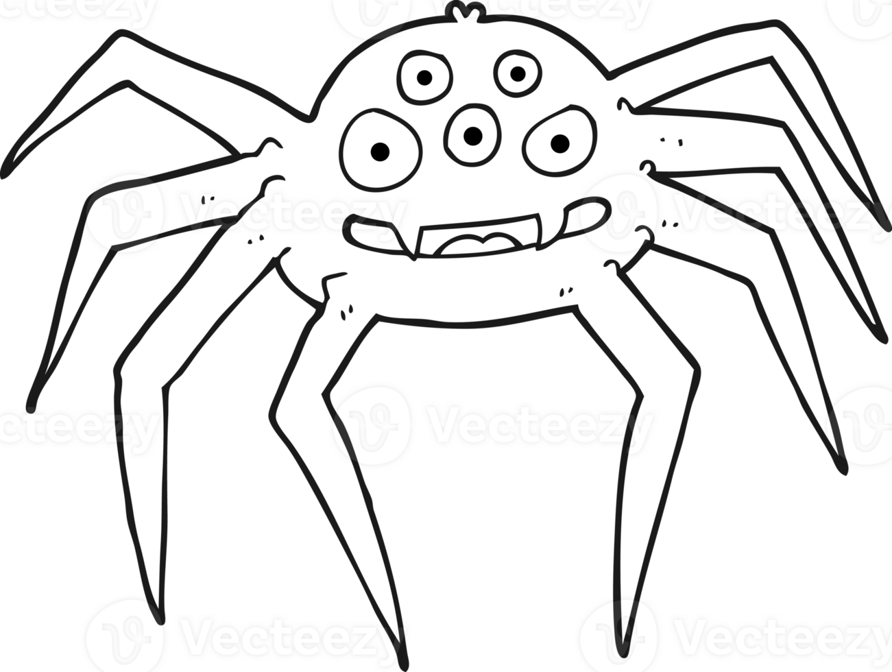 black and white cartoon spider png