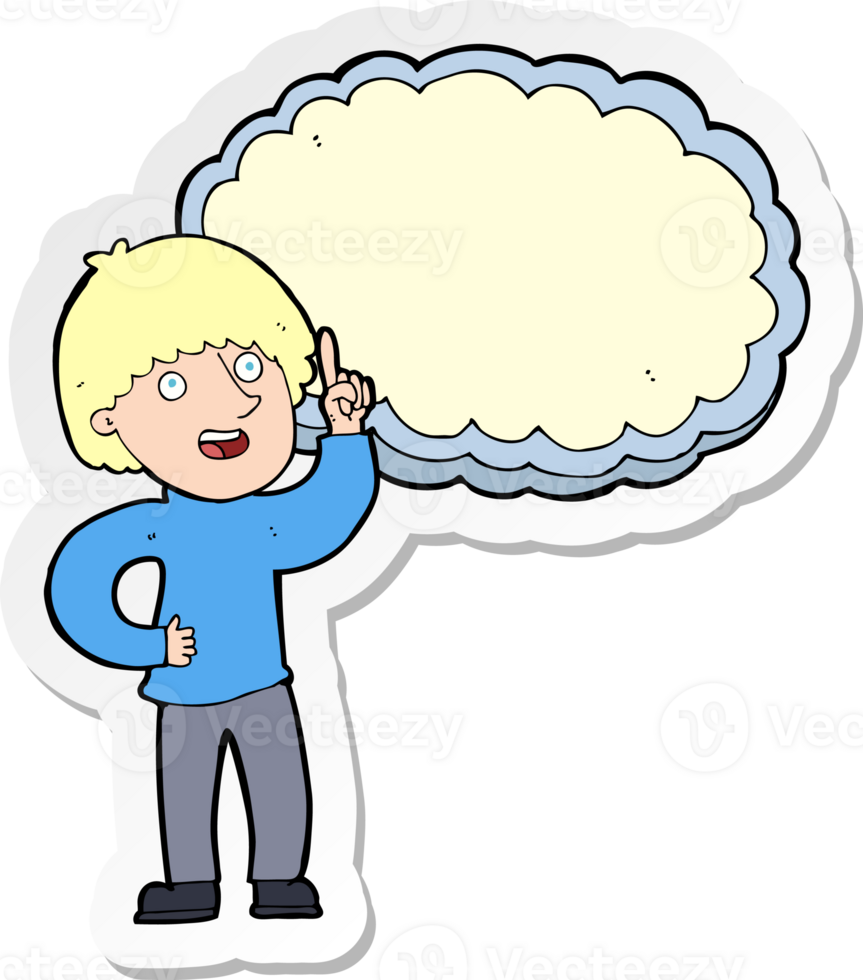 sticker of a cartoon man with idea png