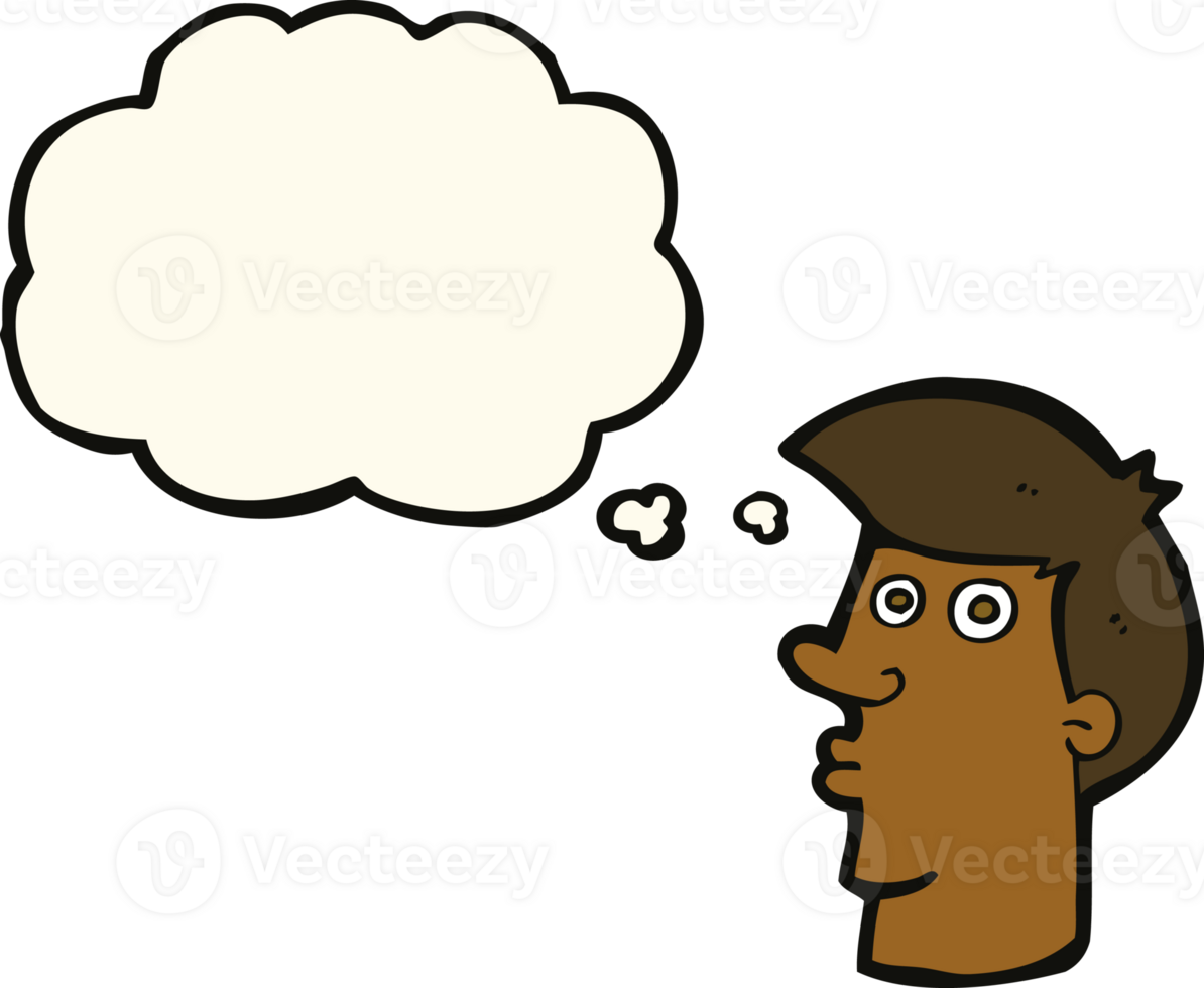 cartoon confused man with thought bubble png