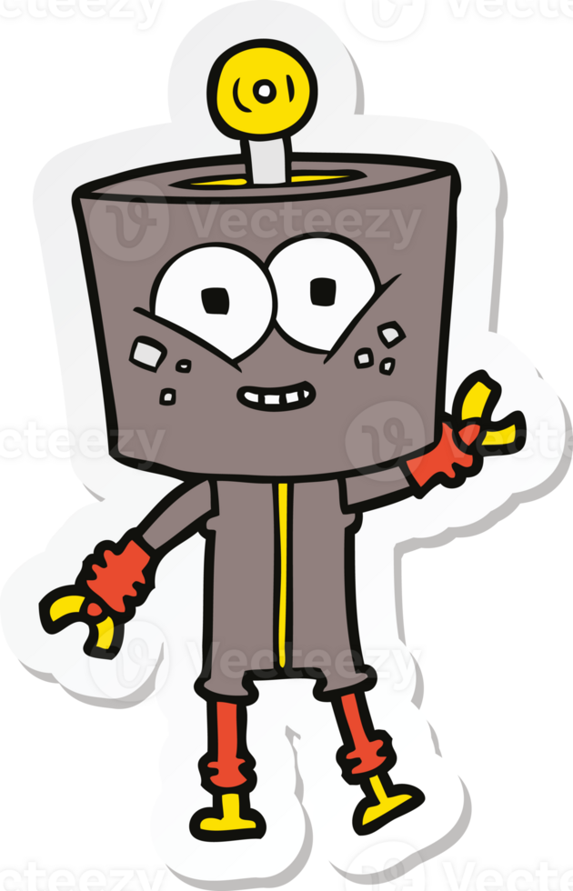 sticker of a happy cartoon robot png