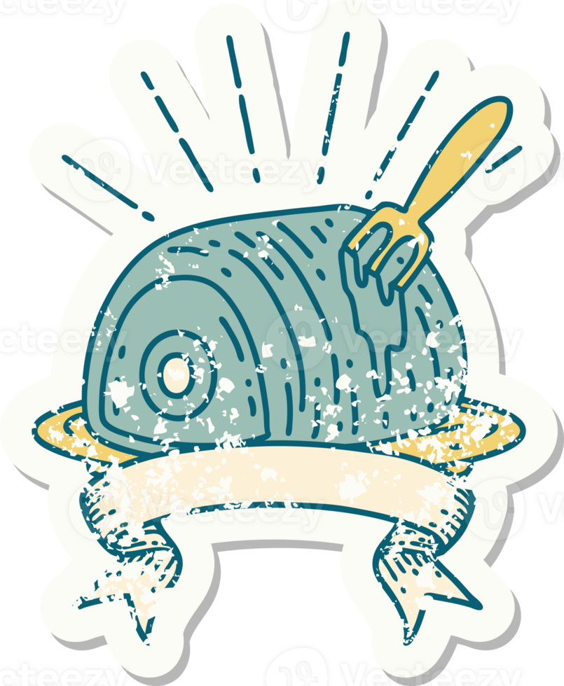 grunge sticker of tattoo style roast beef png