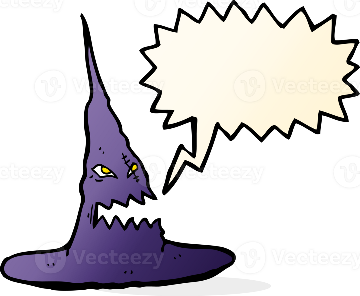 cartoon spooky witches hat with speech bubble png