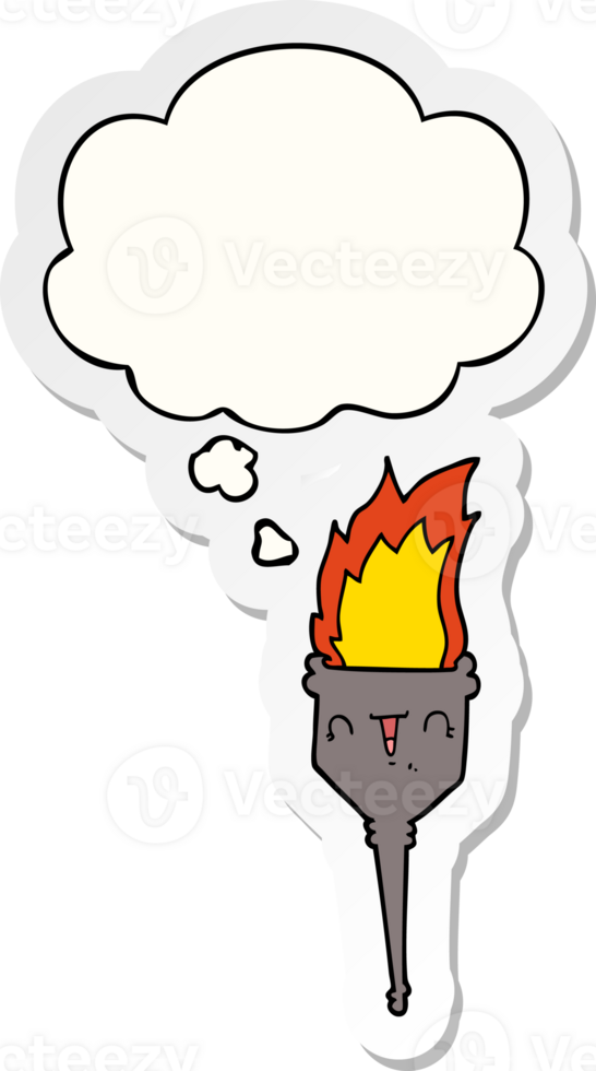 cartoon flaming chalice and thought bubble as a printed sticker png