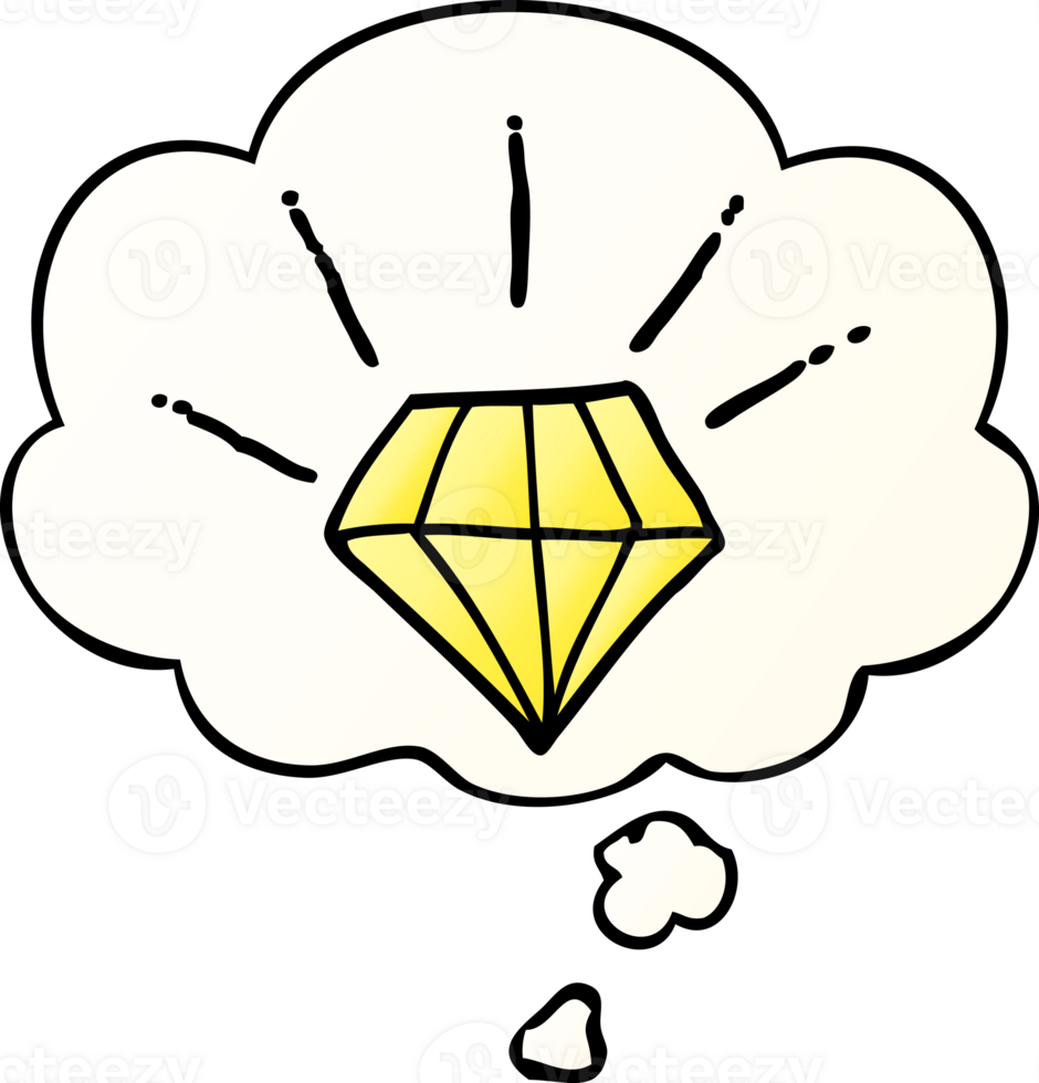 cartoon tattoo diamond and thought bubble in smooth gradient style png