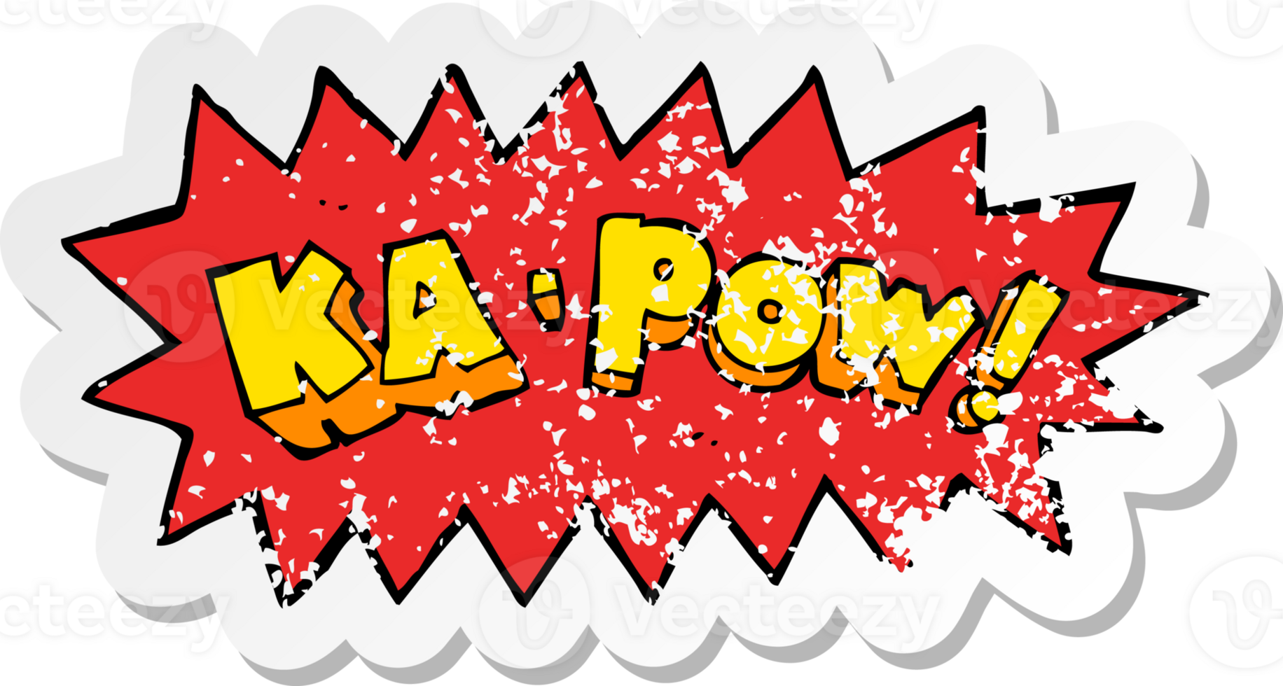 retro distressed sticker of a cartoon ka pow png