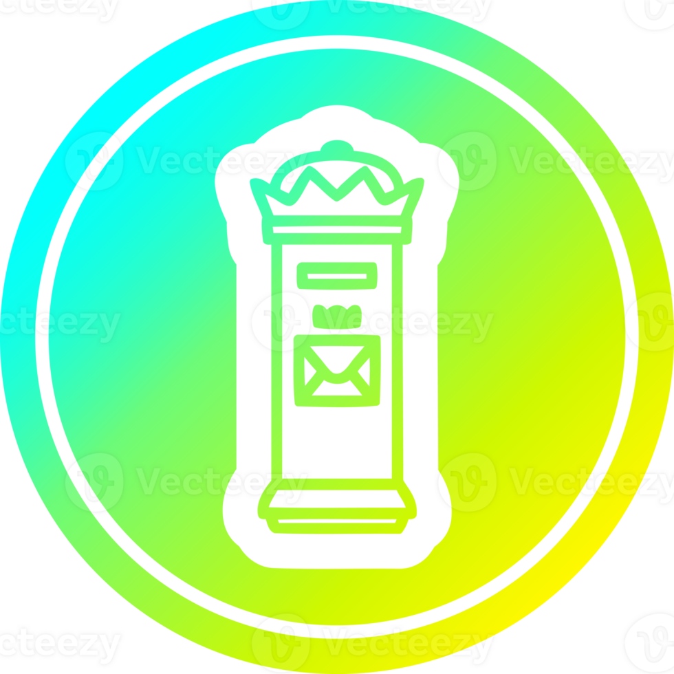 British postbox circular in cold gradient spectrum png