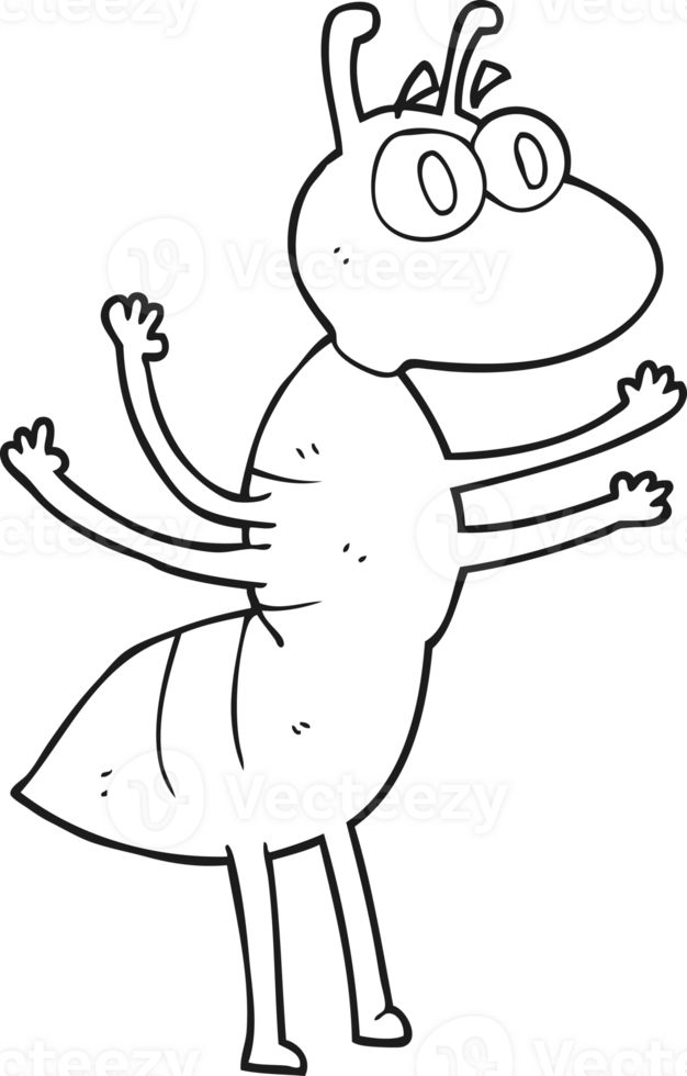 black and white cartoon ant png