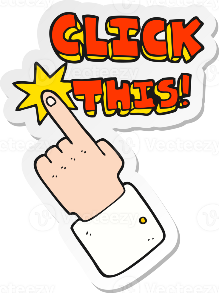 sticker of a cartoon click this symbol with hand png