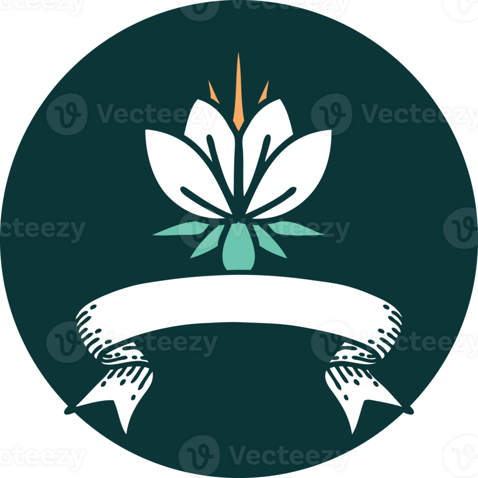 icon with banner of a water lily png