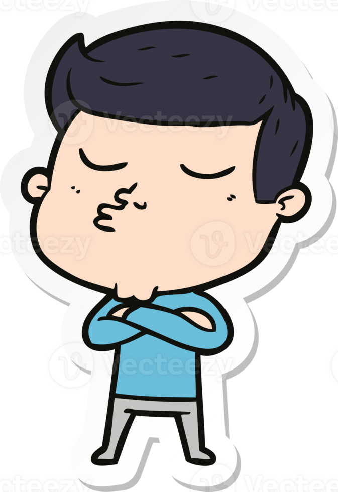 sticker of a cartoon model guy pouting png
