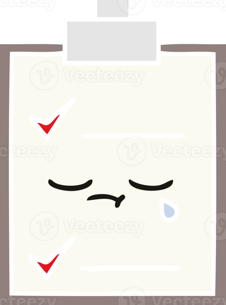 flat color retro cartoon check list png