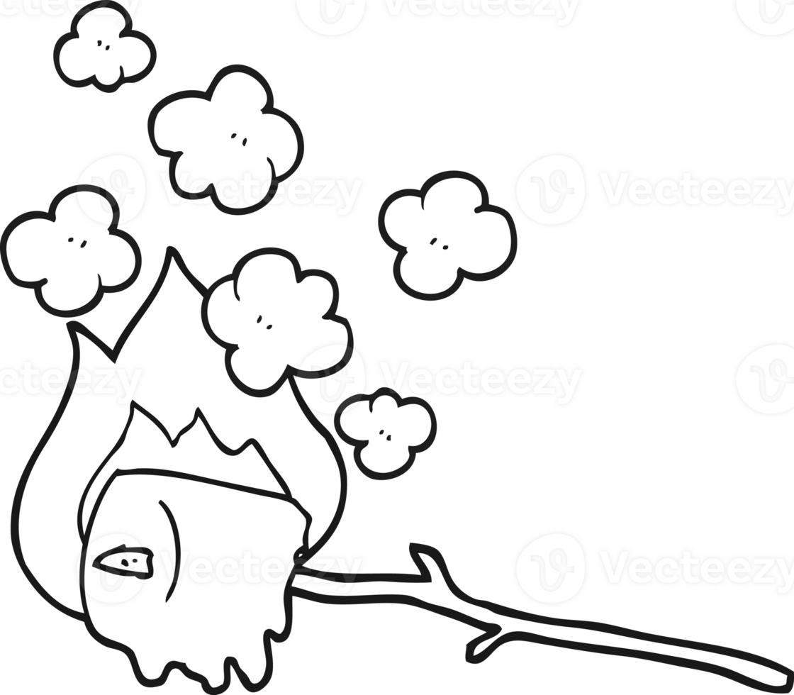black and white cartoon burning marshmallow png