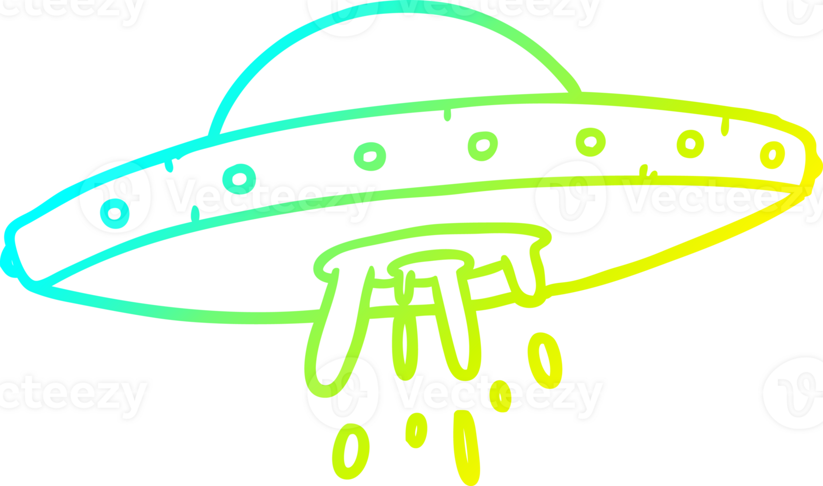 cold gradient line drawing flying UFO png
