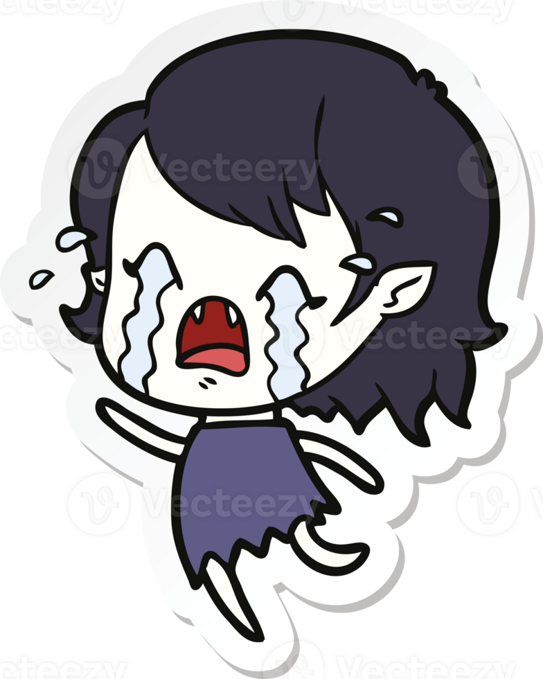 sticker of a cartoon crying vampire girl png