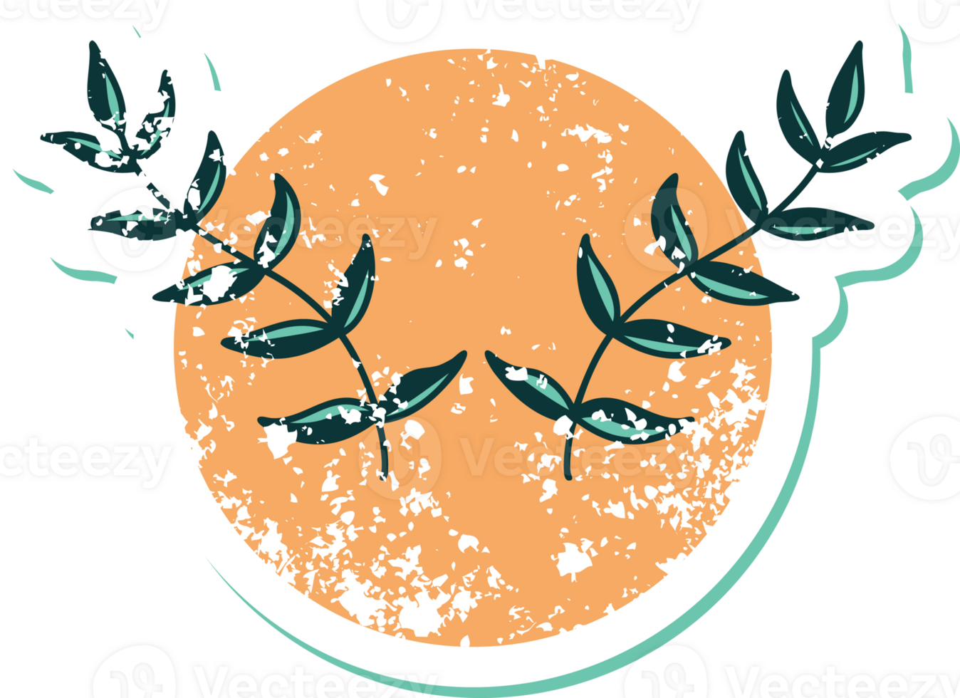 distressed sticker tattoo style icon of leaves png