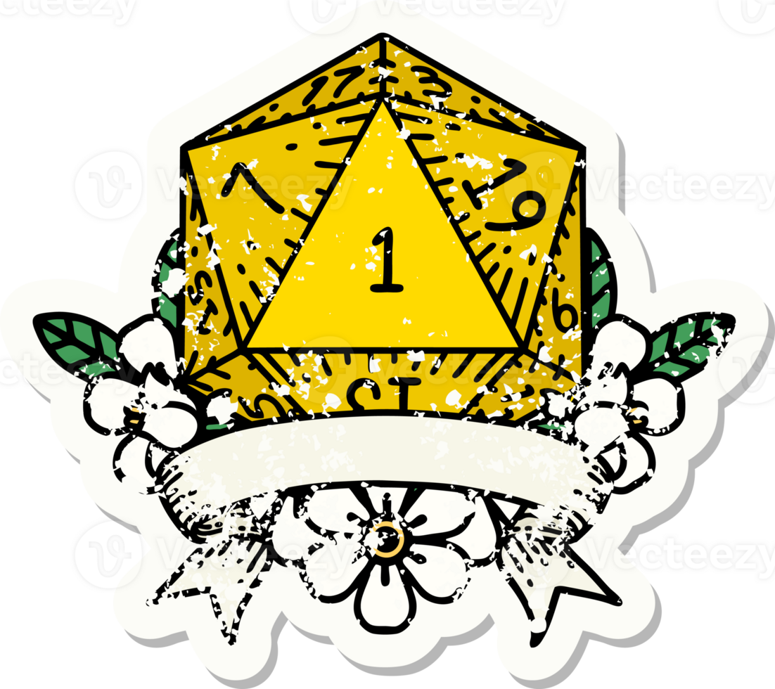 natural one d20 dice roll illustration png