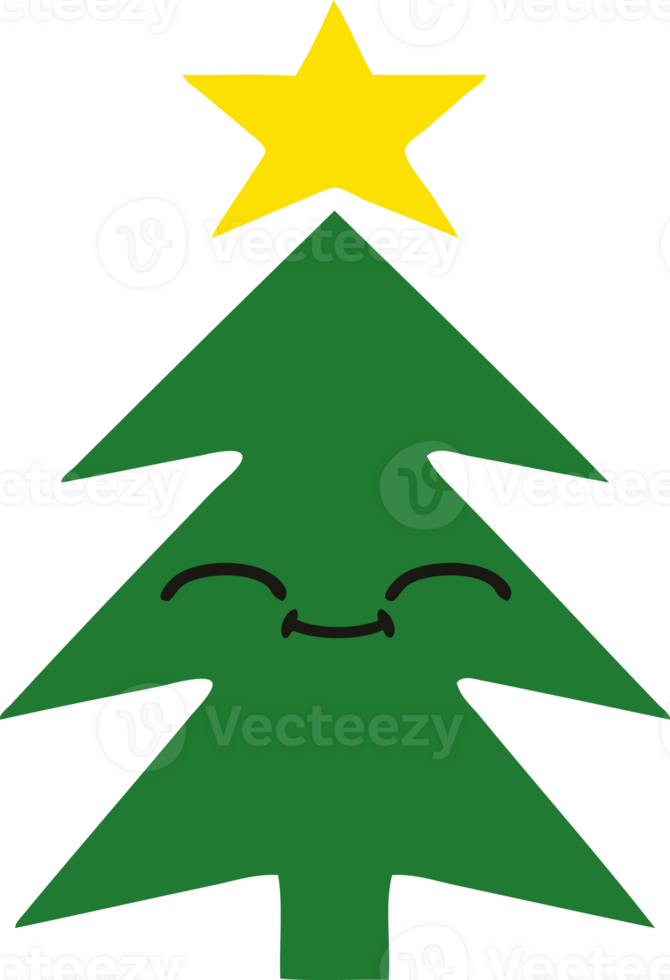 flat color retro cartoon christmas tree png